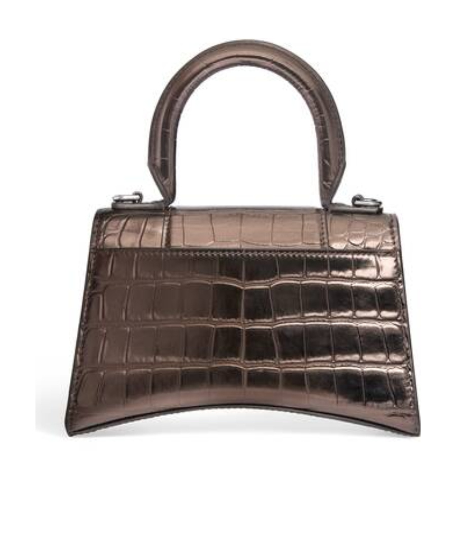 Balenciaga Hourglass Xs Croc-embossed Leather Top Handle Satchel In Black