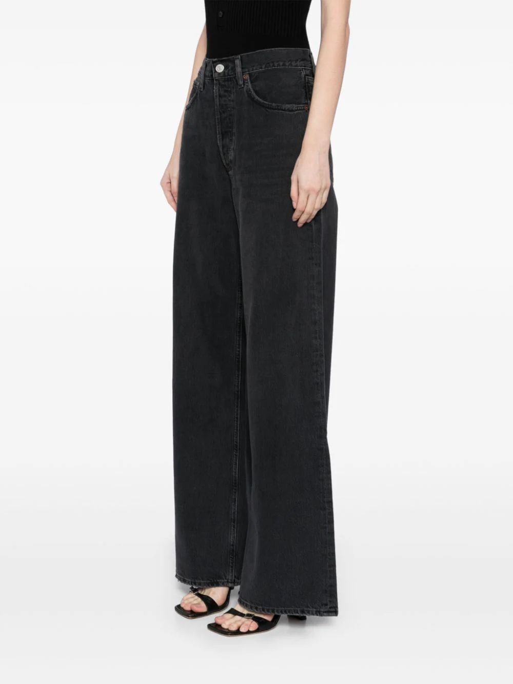 Agolde Dame High Waist Wide Leg Organic Cotton Jeans In Black