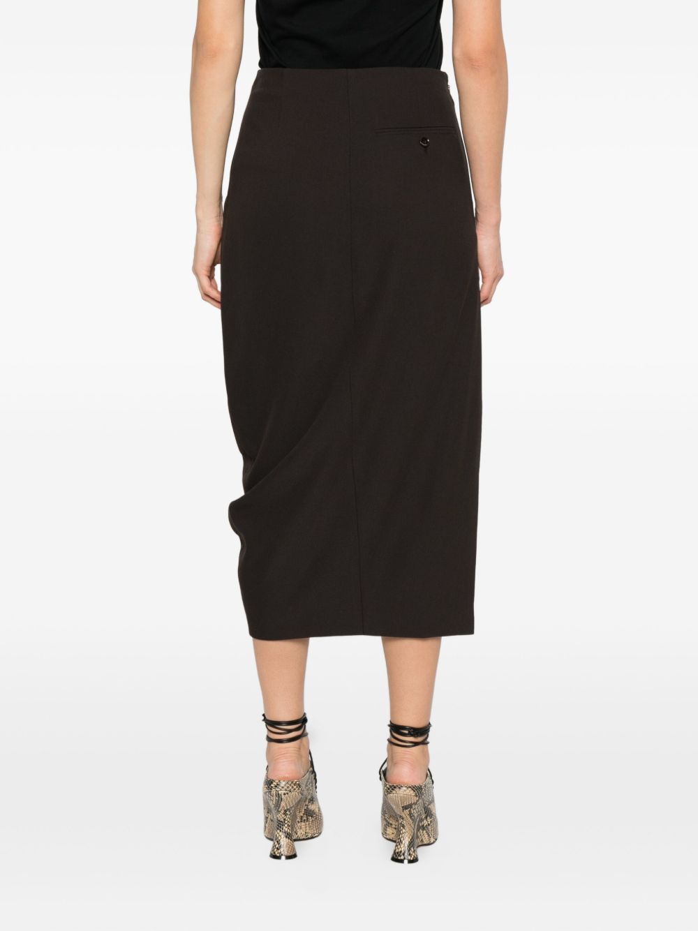 Lanvin Knee Length And Midi Skirt With Asymmetric Hem In Brown