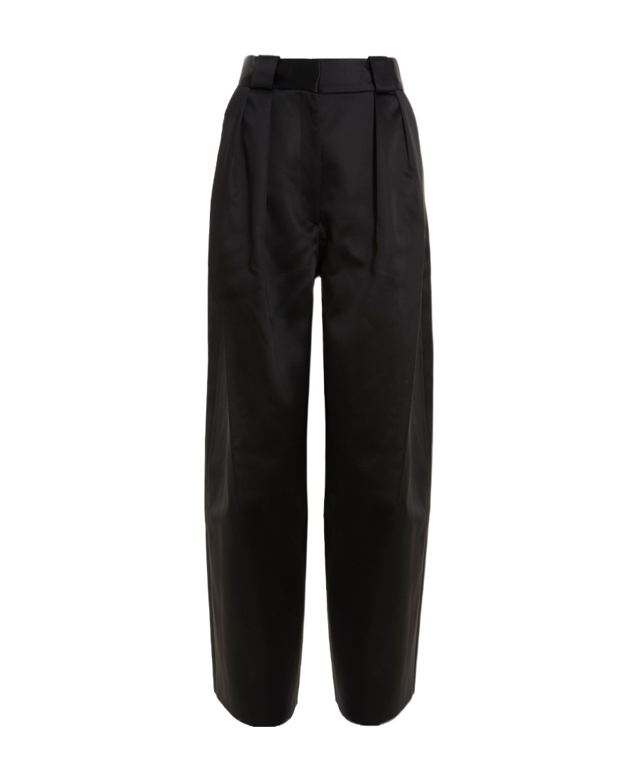 Khaite Pleat Detailed Wide-leg Trousers In Black