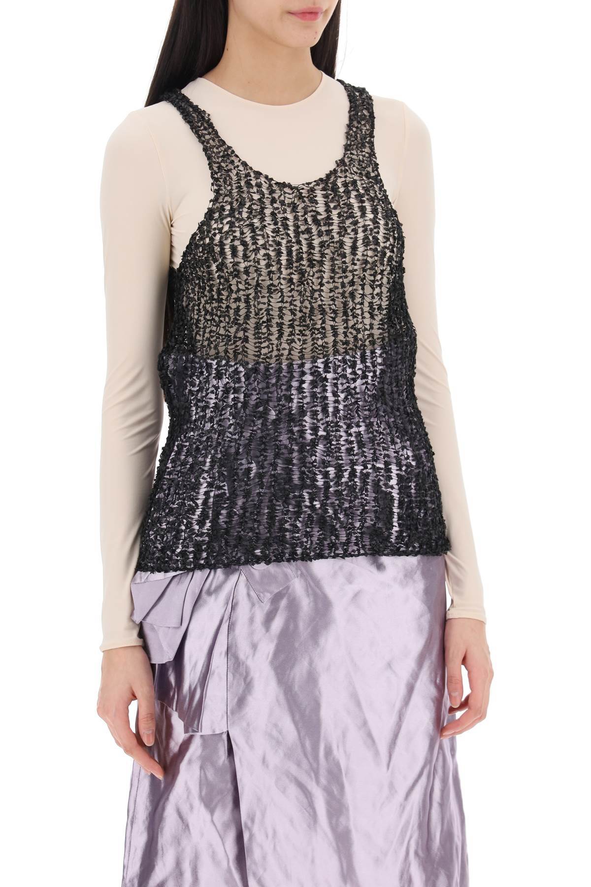 Maison Margiela Sheer Open Tank Top In Black