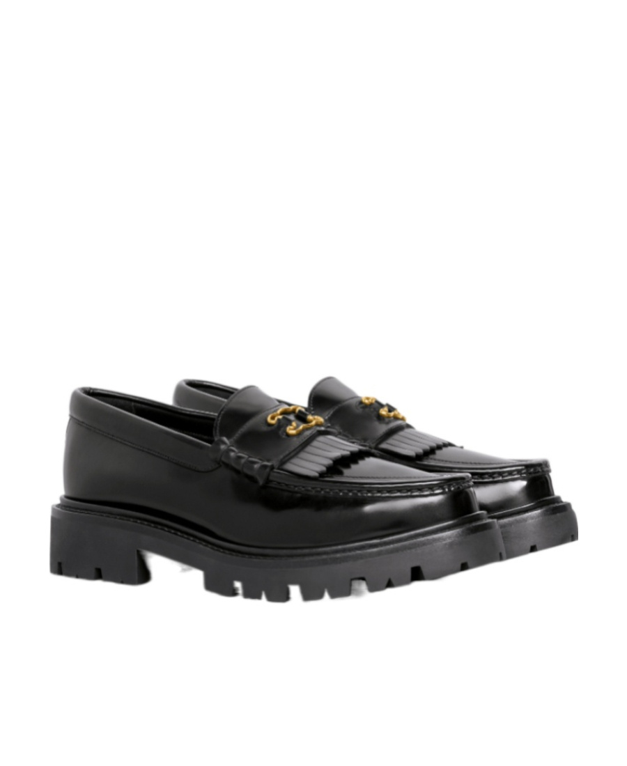 Celine Triomphe Framed Loafers In Black