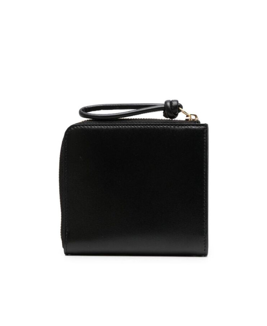 Jil Sander Leather Wallet Featuring Wrist Strap In Black