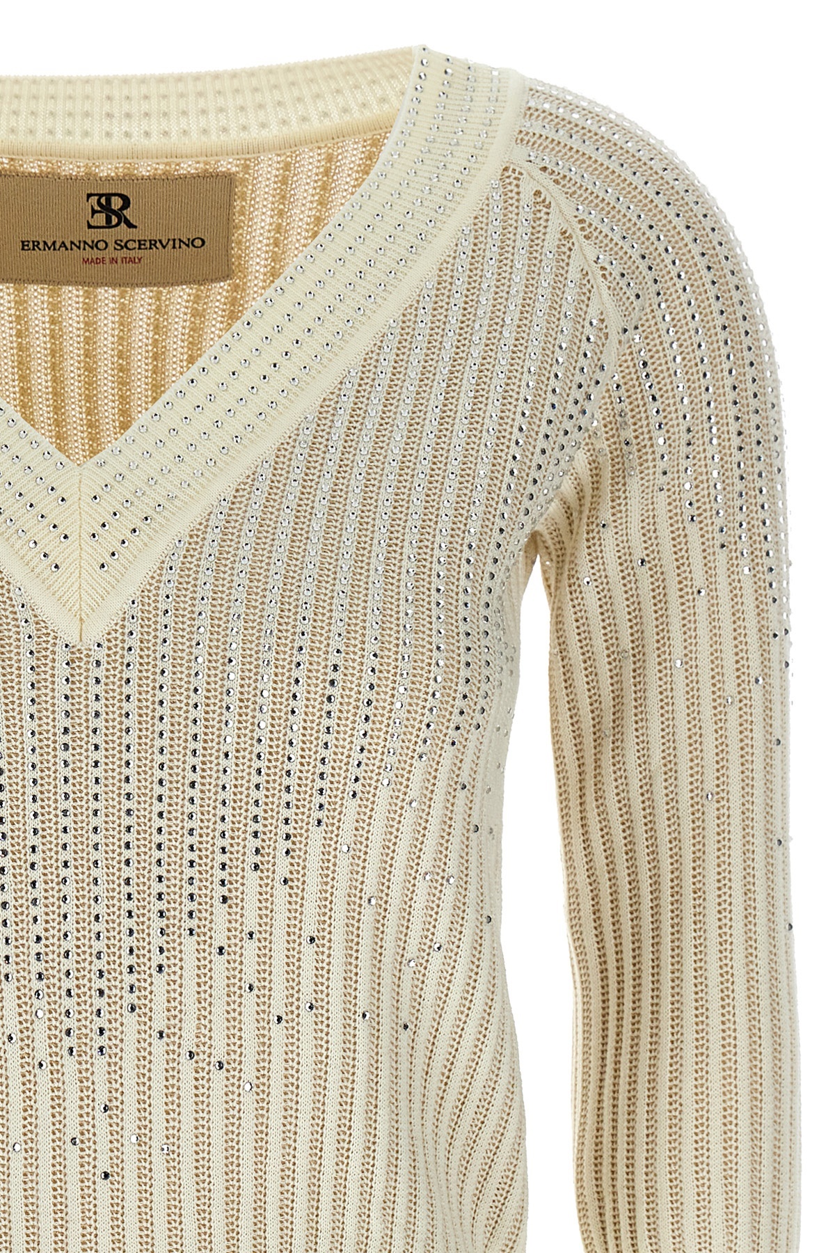 Ermanno Scervino Rhinestone Sweater Sweaters And Cardigans In Nude