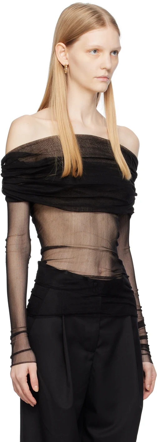 Christopher Esber Veiled Silk Top In Black