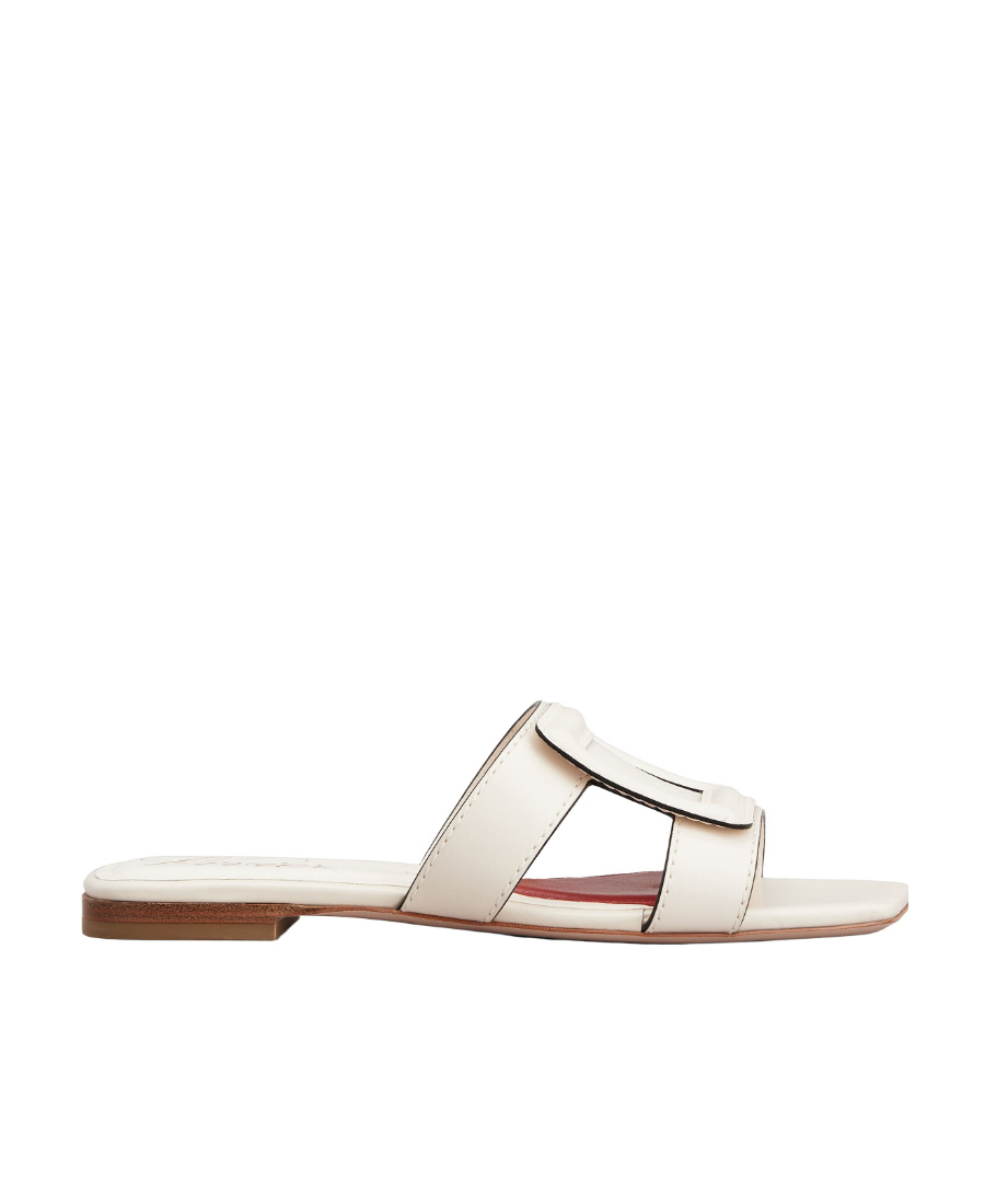 ROGER VIVIER STITCHING BUCKLE MULES IN LEATHER