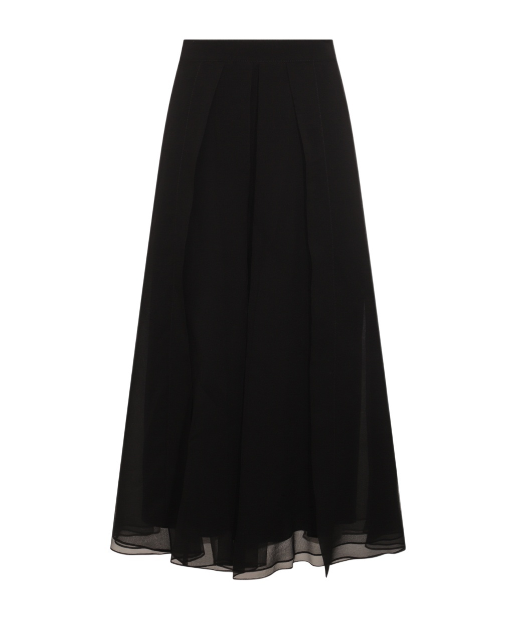 Brunello Cucinelli High Waist Pleated Skirt With Sheer Overlay