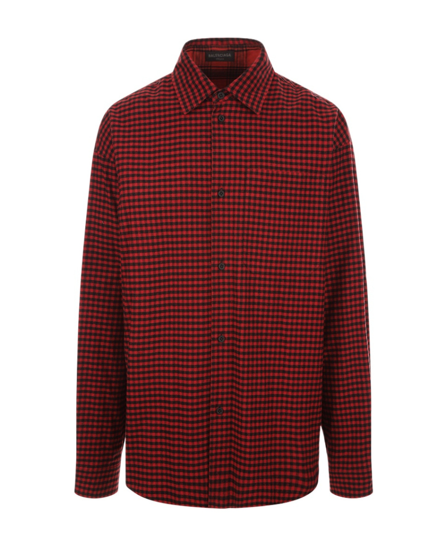Balenciaga Check-pattern Long-sleeve Shirt In Brown