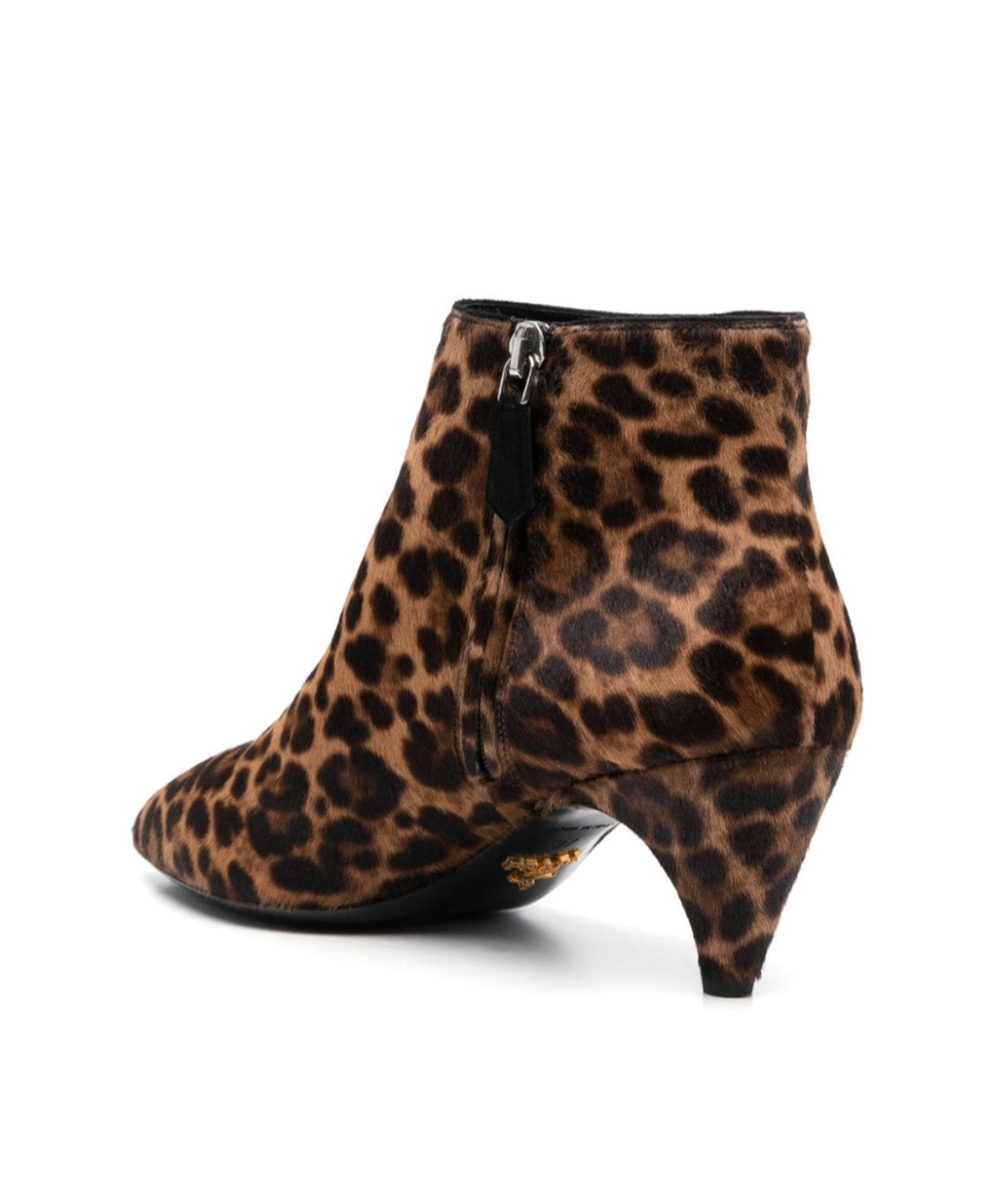 Prada 60 Leopard Print Ankle Boots In Multi