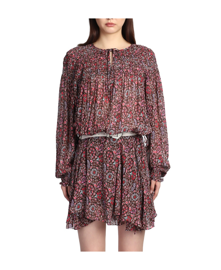 Isabel Marant Étoile Noanne Paisley Georgette Minidress In Red