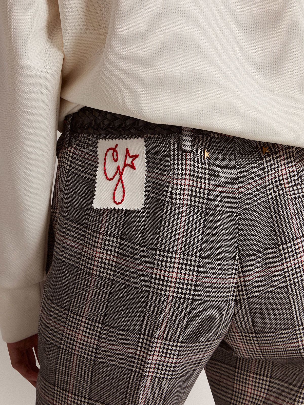 Golden Goose Prince Of Wales Cigarette Pants In Gray