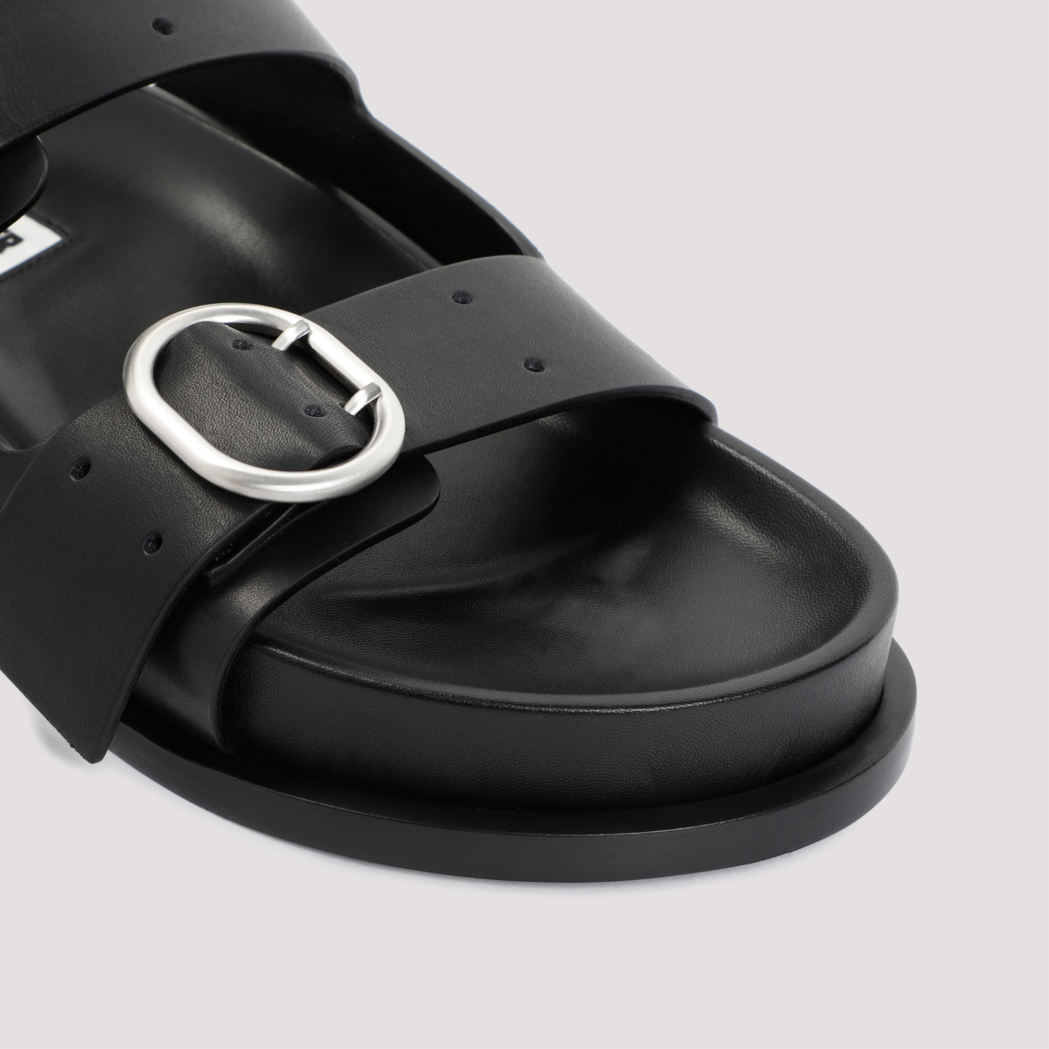 Jil Sander Leather Sandals With Double Buckle In Black