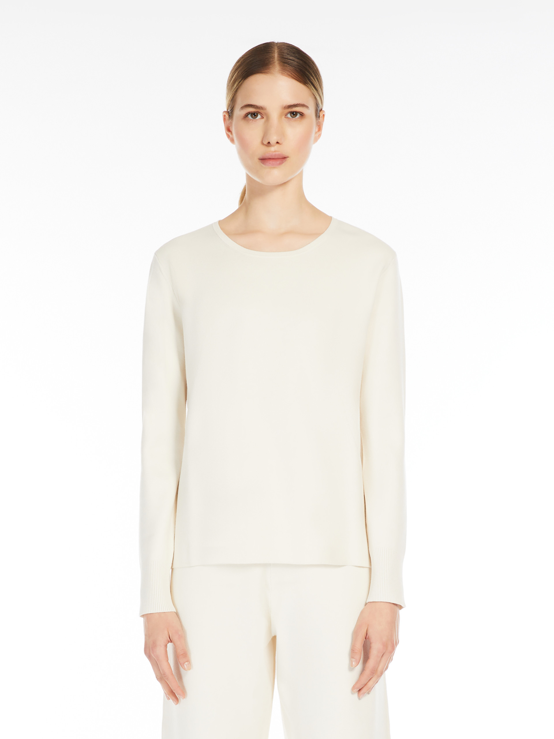 Max Mara Long-sleeved Sweater In White