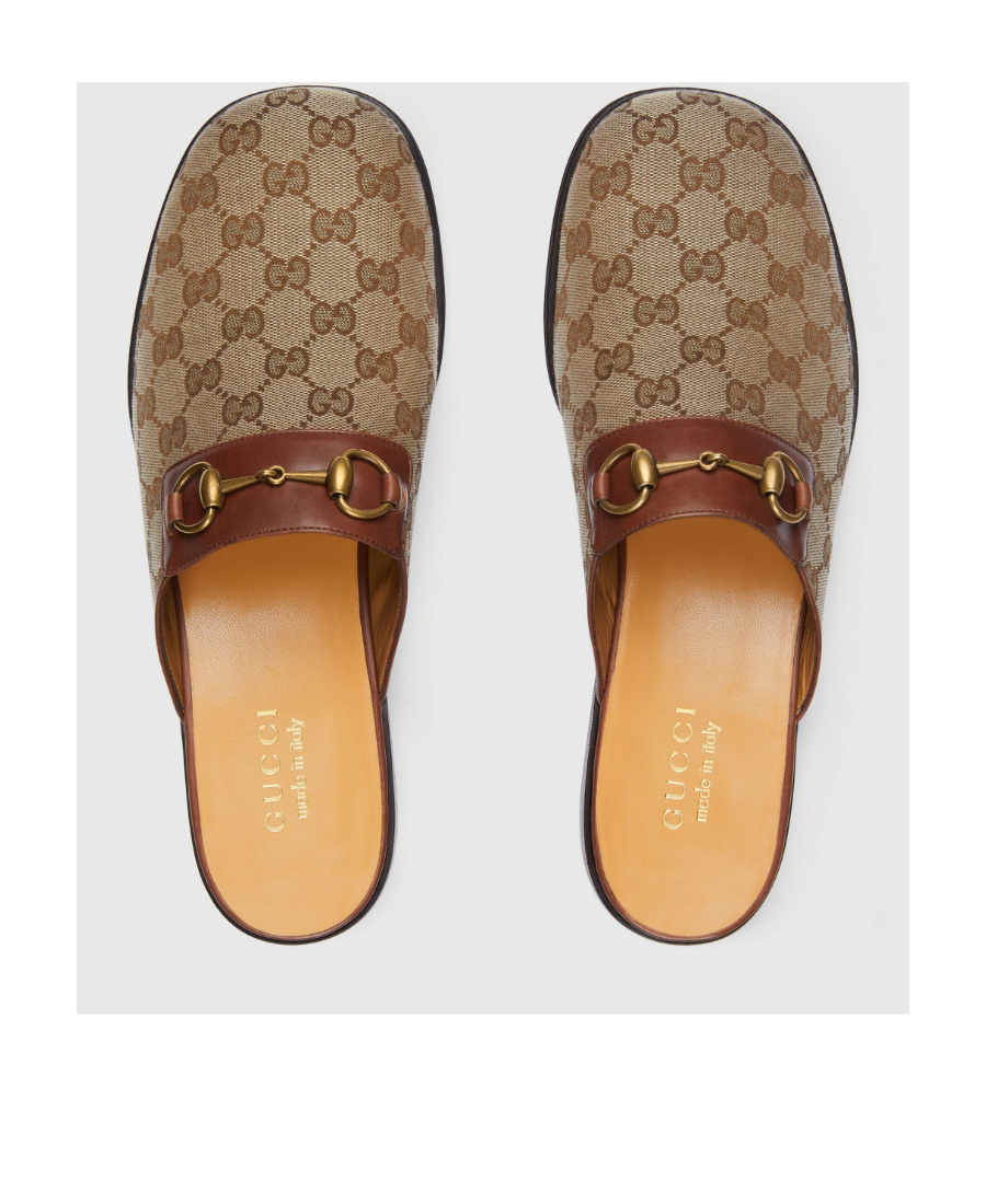 Gucci Monogram Canvas Slippers In Brown