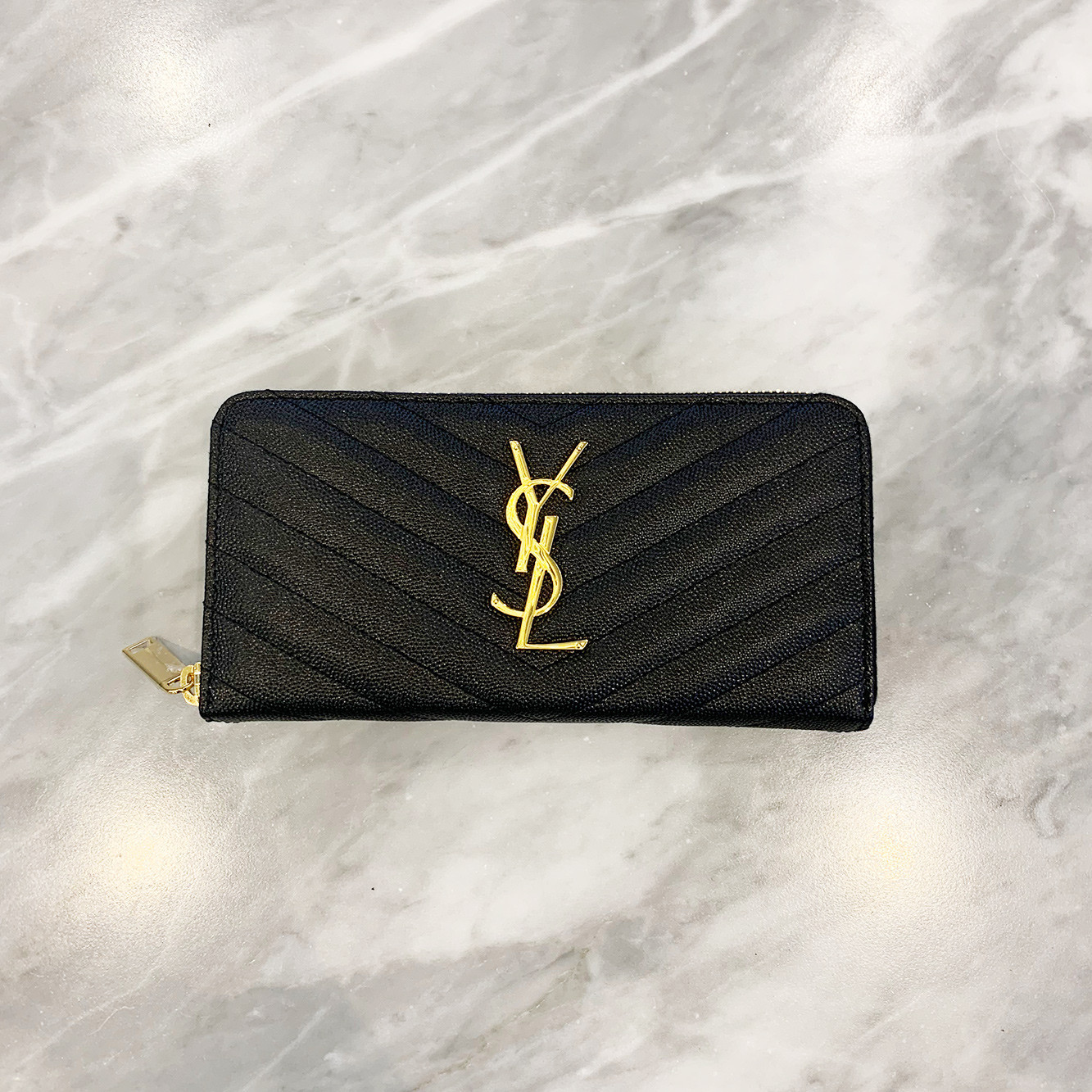 Saint Laurent Women Cassandre Leather Continental Wallet In Black