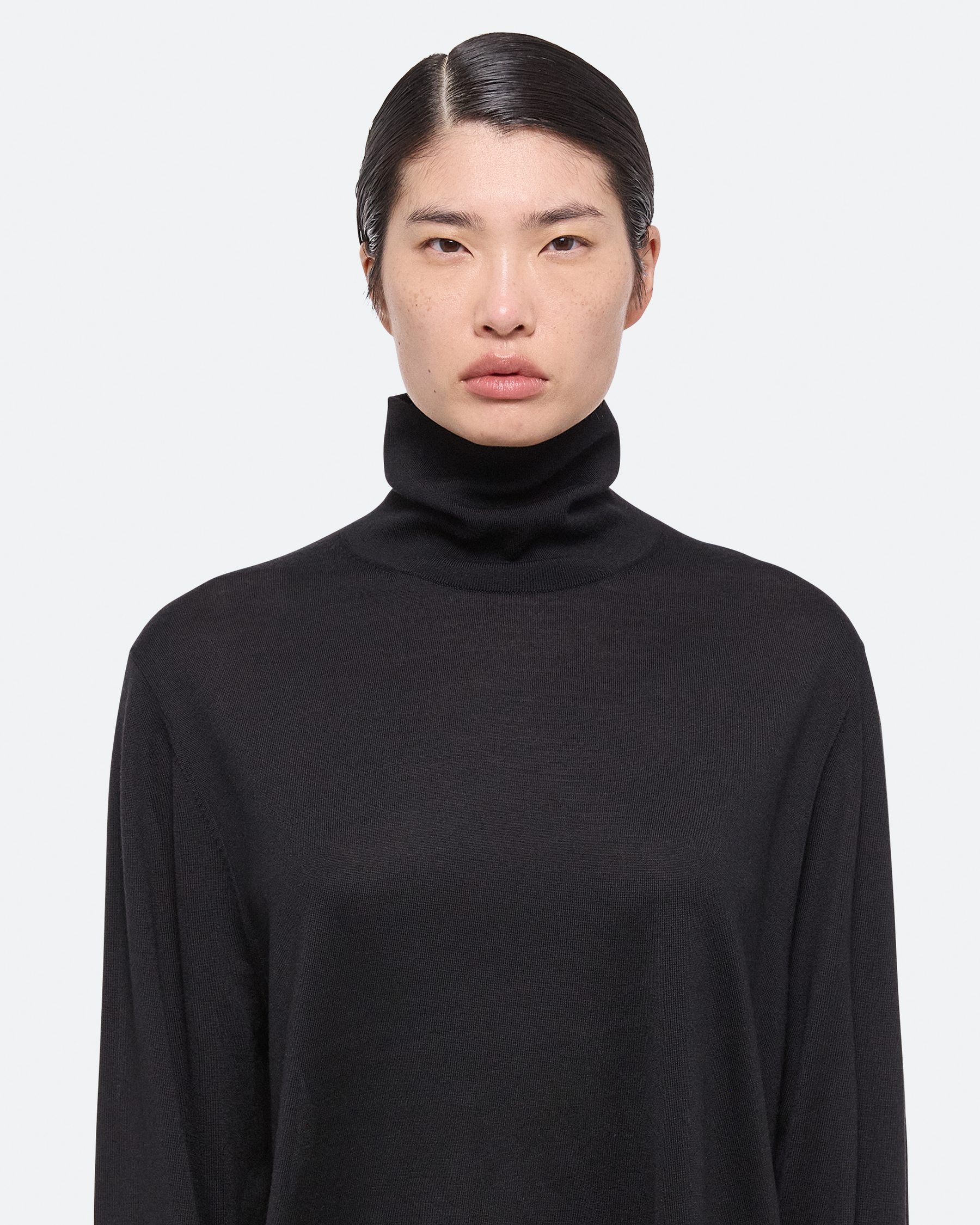 HELMUT LANG ROLL-NECK WOOL-BLEND MINIDRESS