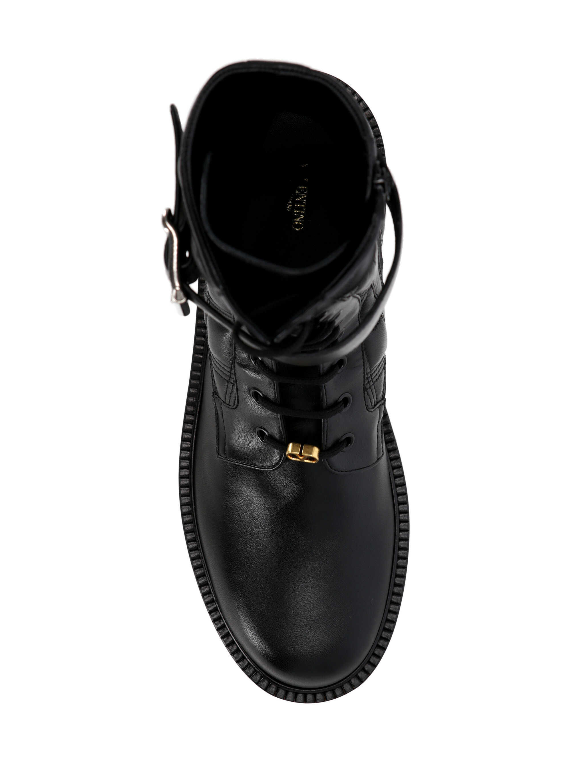 Valentino Quilted Combat Booties Buckle Detail In Black