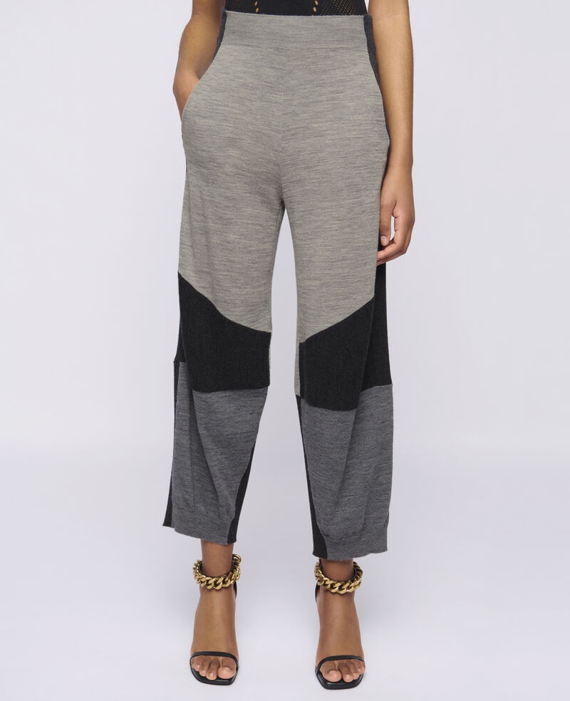 Stella Mccartney Colour-block Knitted Trousers In Gray