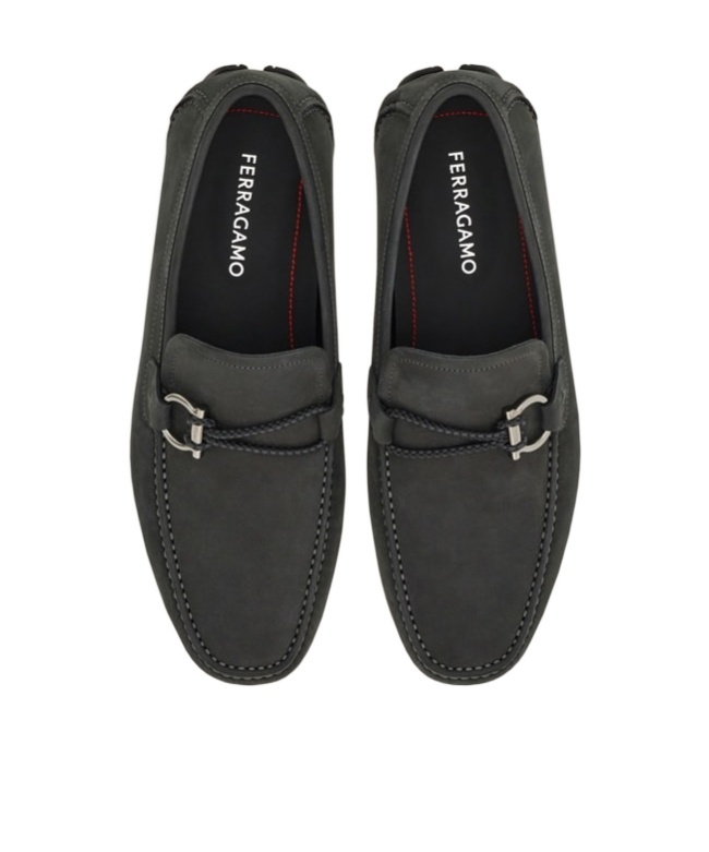 Ferragamo Man Loafers Lead Size 9 Calfskin In Black