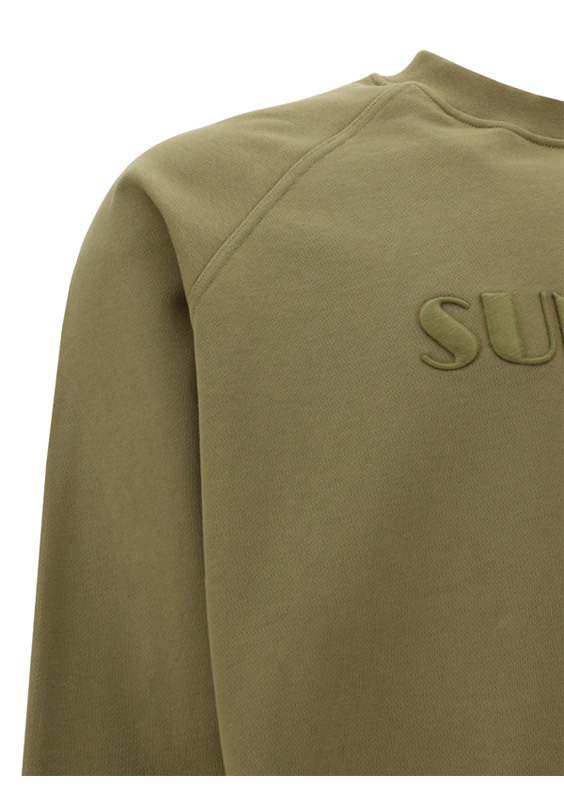 Sunnei Logo Embroidered Long-sleeved Sweatshirt In Green