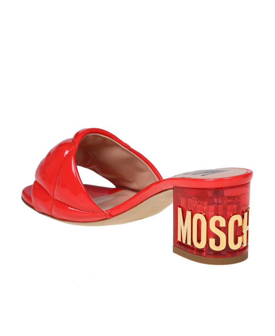 Moschino 60mm Logo-lettering Quilted Leather Mules In Red