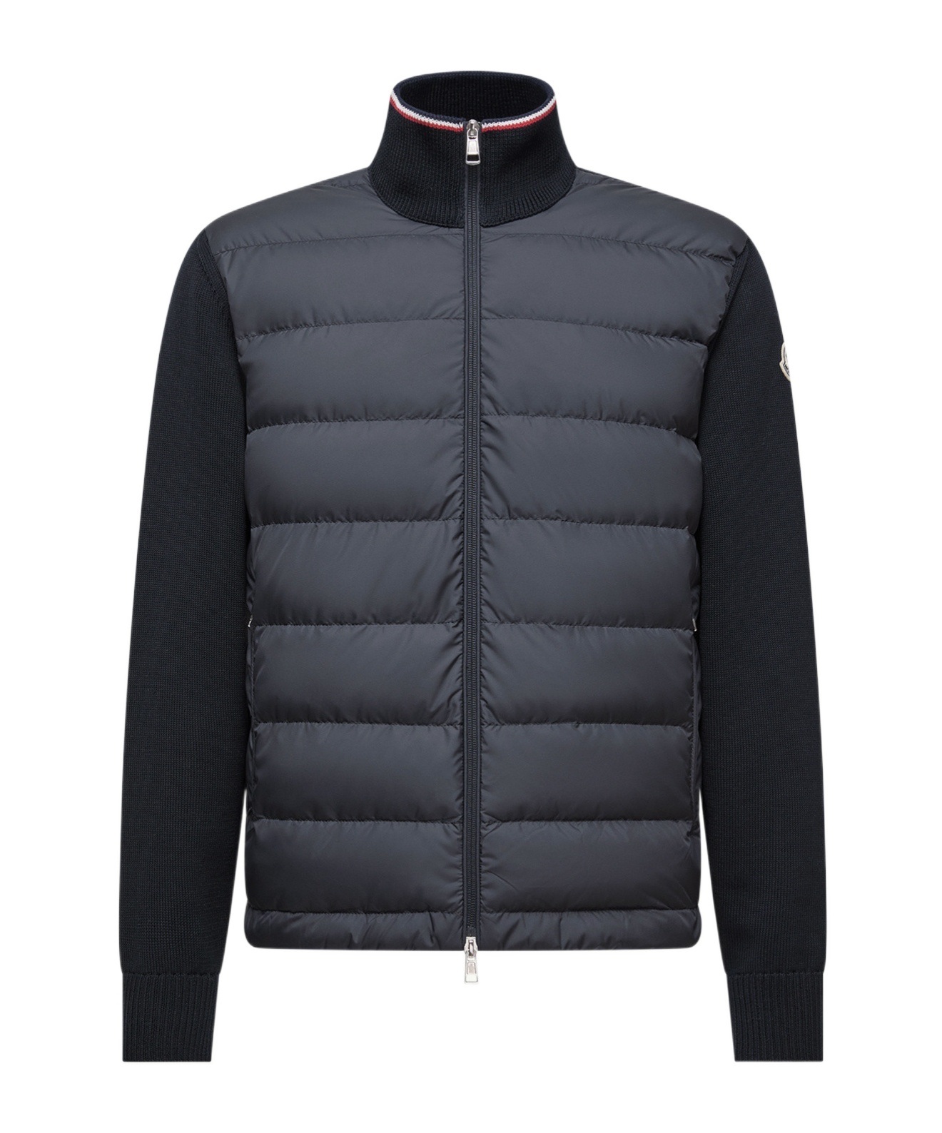 Moncler Padded Cotton Cardigan In Blue
