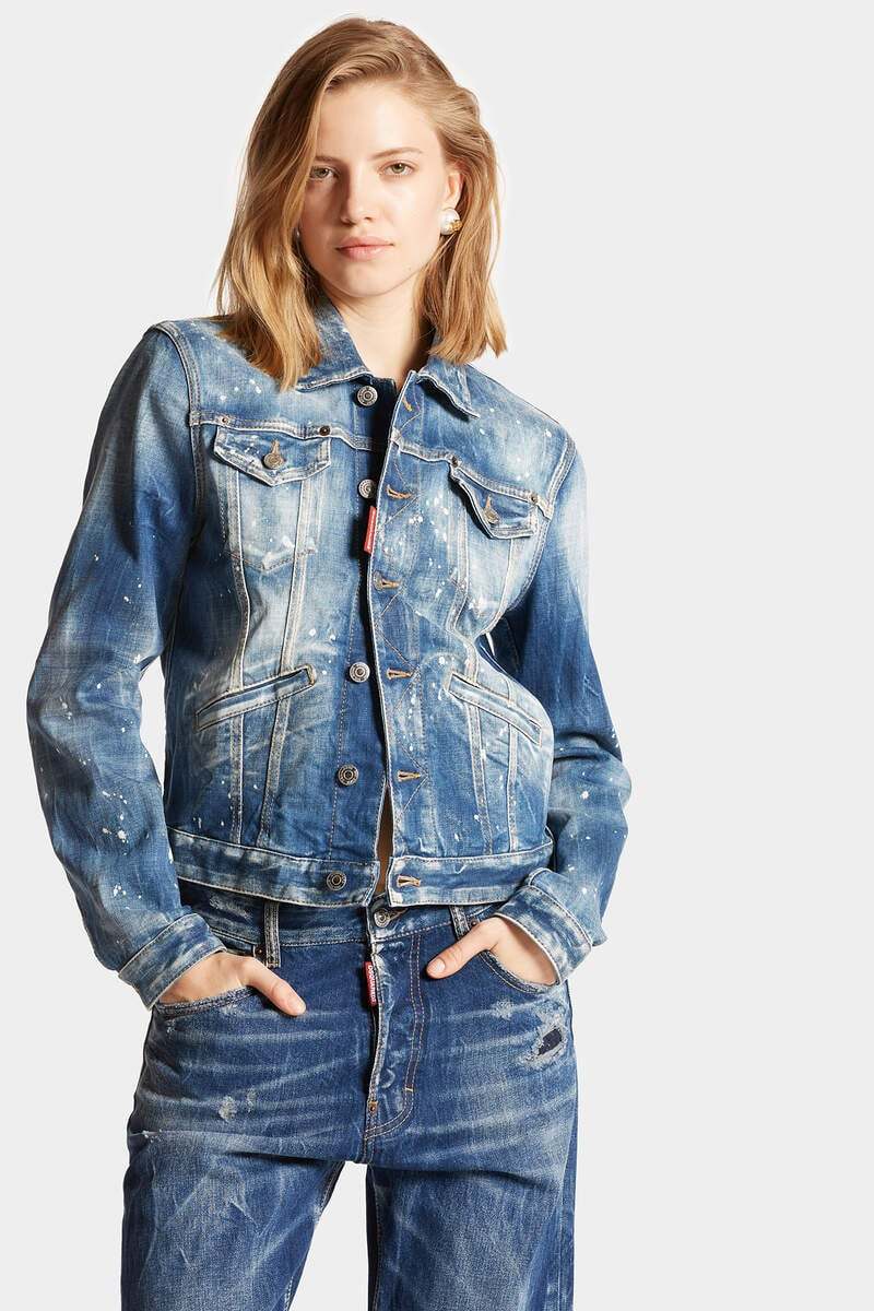 Dsquared2 Medium Kinky Wash Boyfriend Denim Jacket In Blue