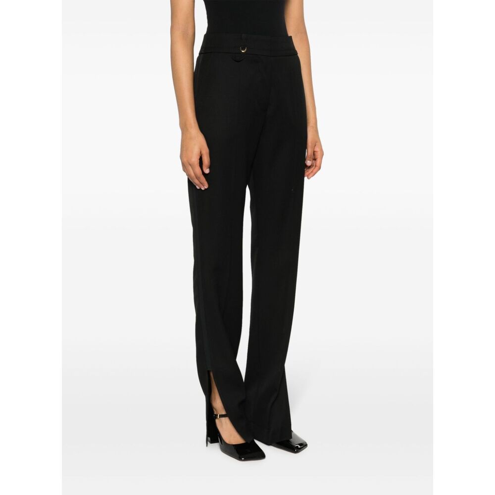Jacquemus Straight Leg Trousers Split Ankles In Black
