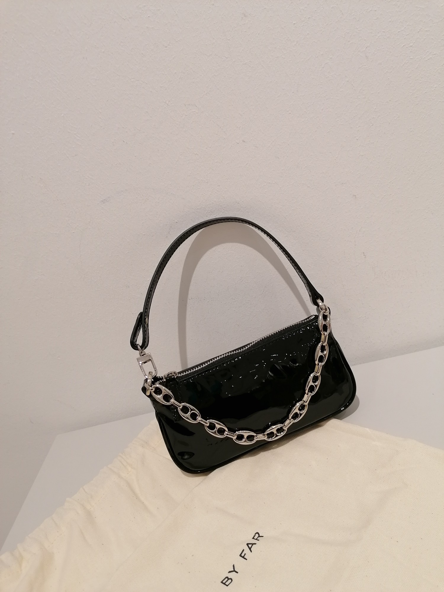 By Far Rachel Chain-linked Mini Shoulder Bag In Black