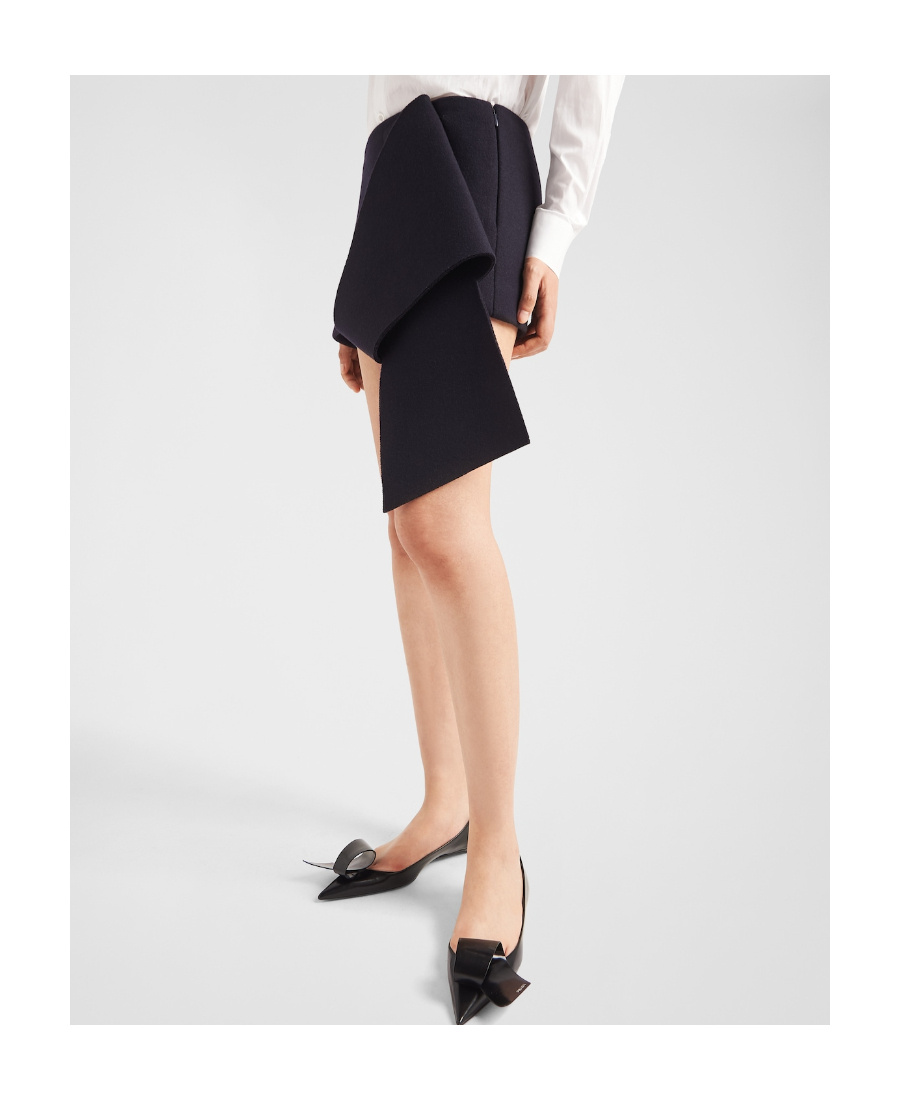 Prada Cloth Wool And Cashmere Miniskirt In Blue