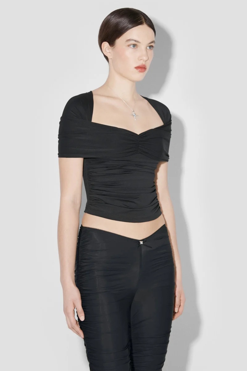 Misbhv Draped Elastic T-shirt In Black