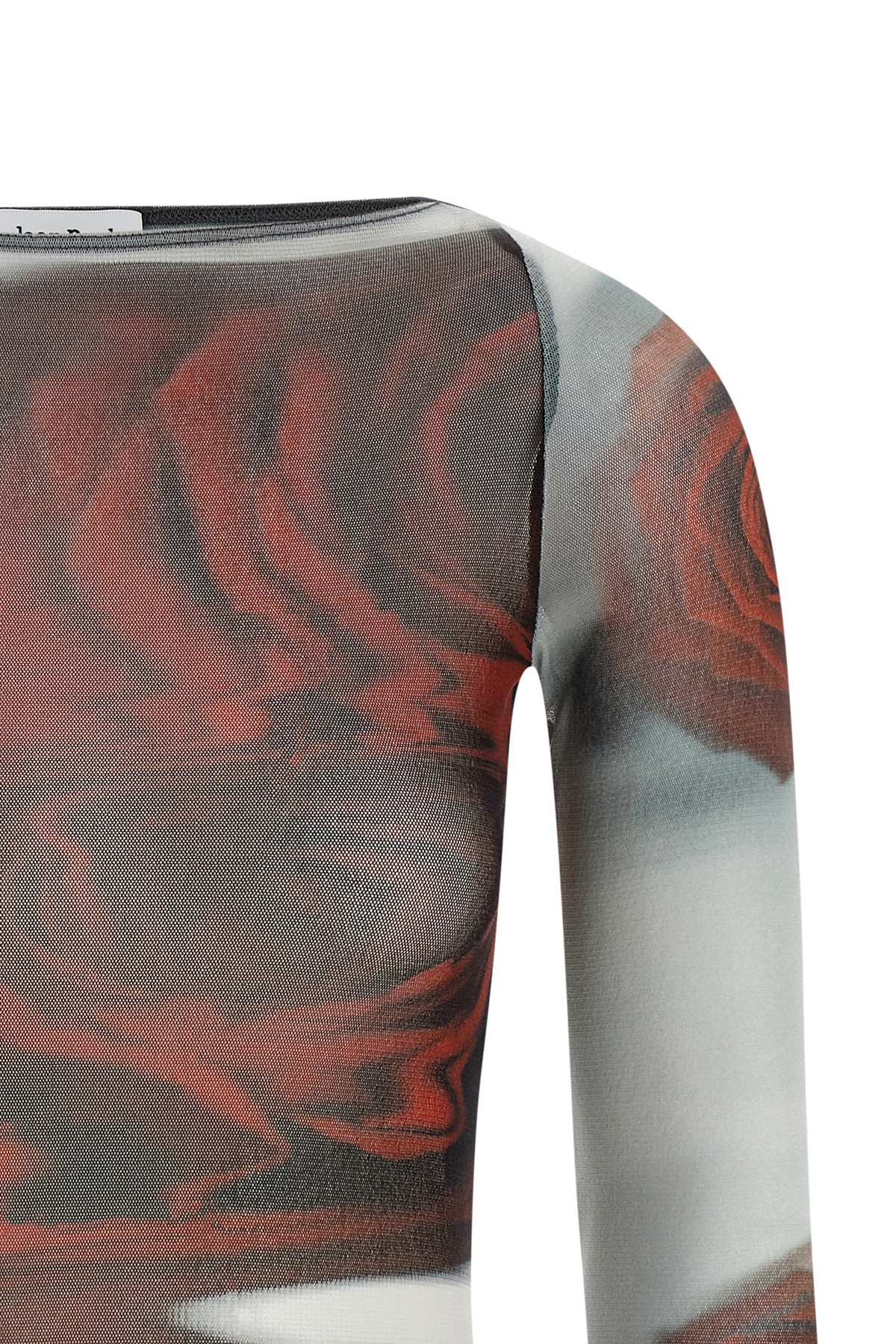 Jean Paul Gaultier Women Blurry Roses Medaillon Print Mesh Boat Neck Top In Multi