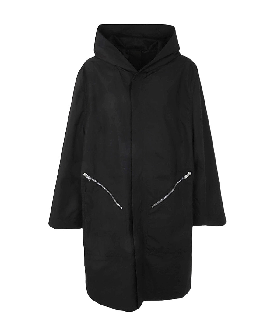 Rick Owens Hooded Oversized Raincoat In Black