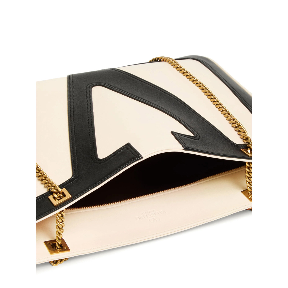 Valentino Zipper Shoulder Bag In White