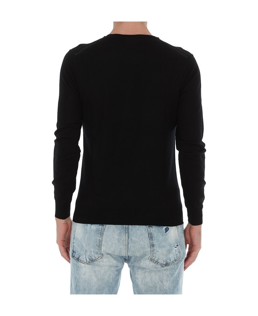 Hōsio Hosio Long-sleeved Crewneck Knitted Jumper In Black