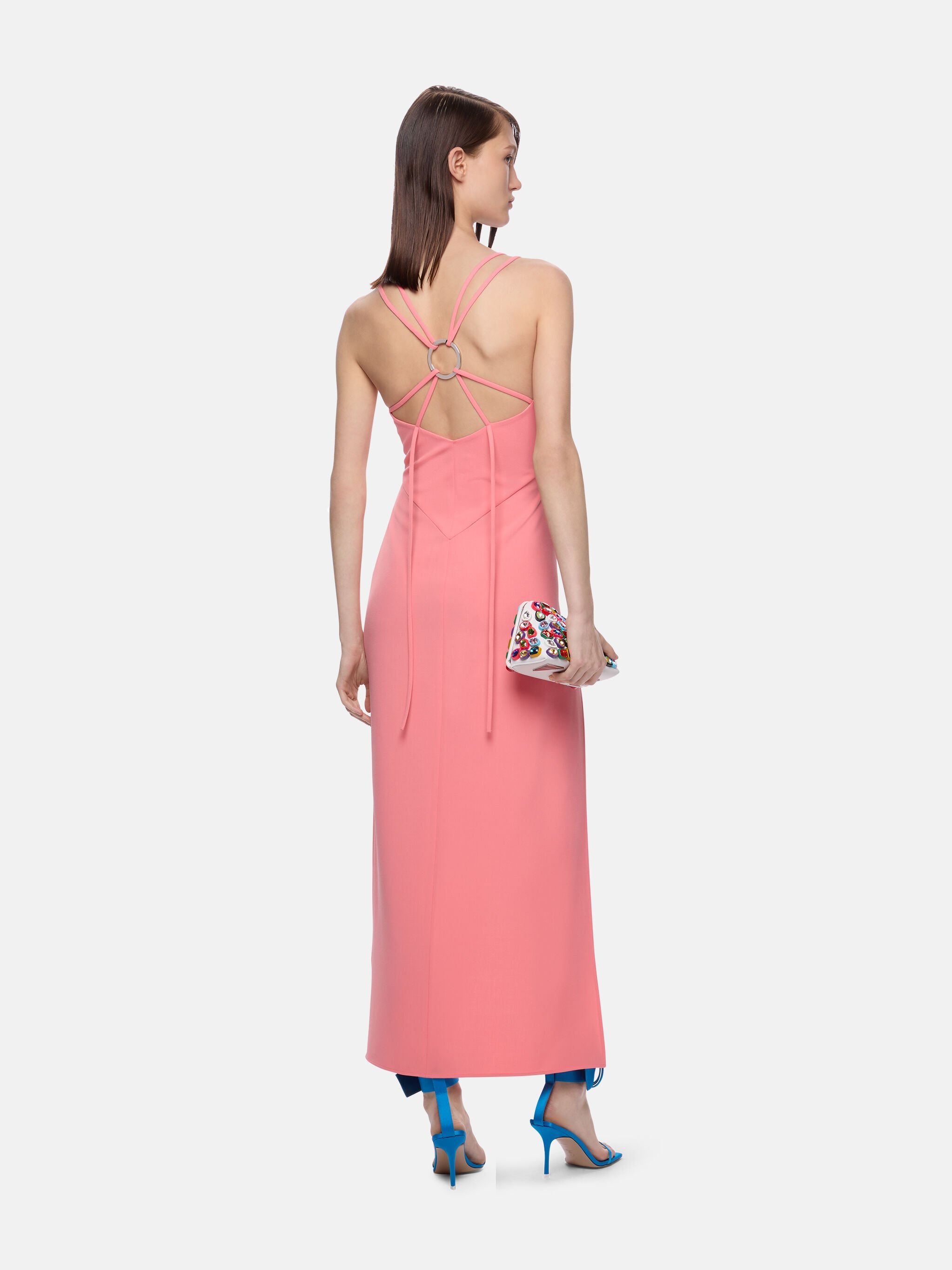 Shop Attico Fujiko Double-strap Asymmetric Midi Dress In Pink