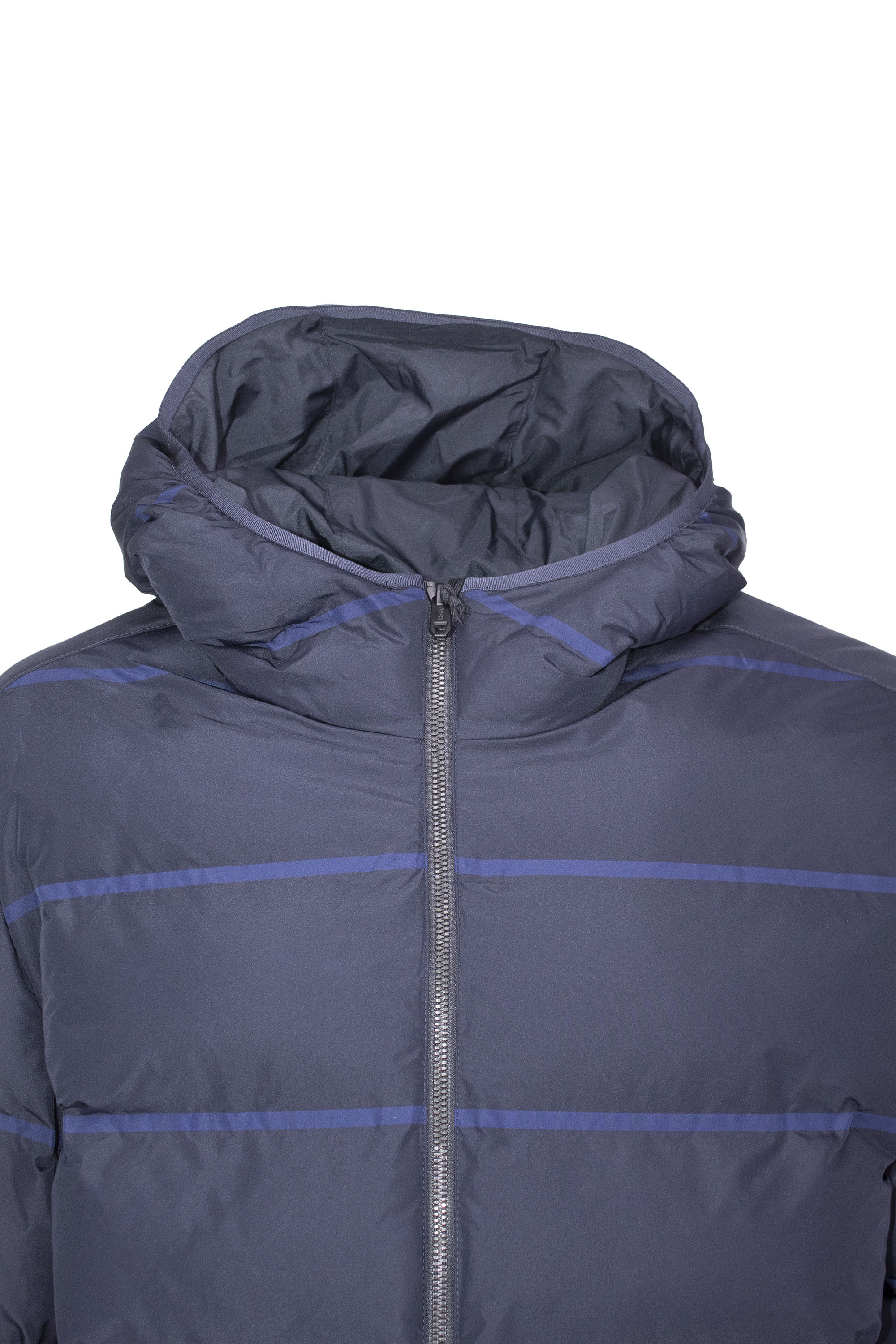 Zegna Striped Padded Jacket In Gray