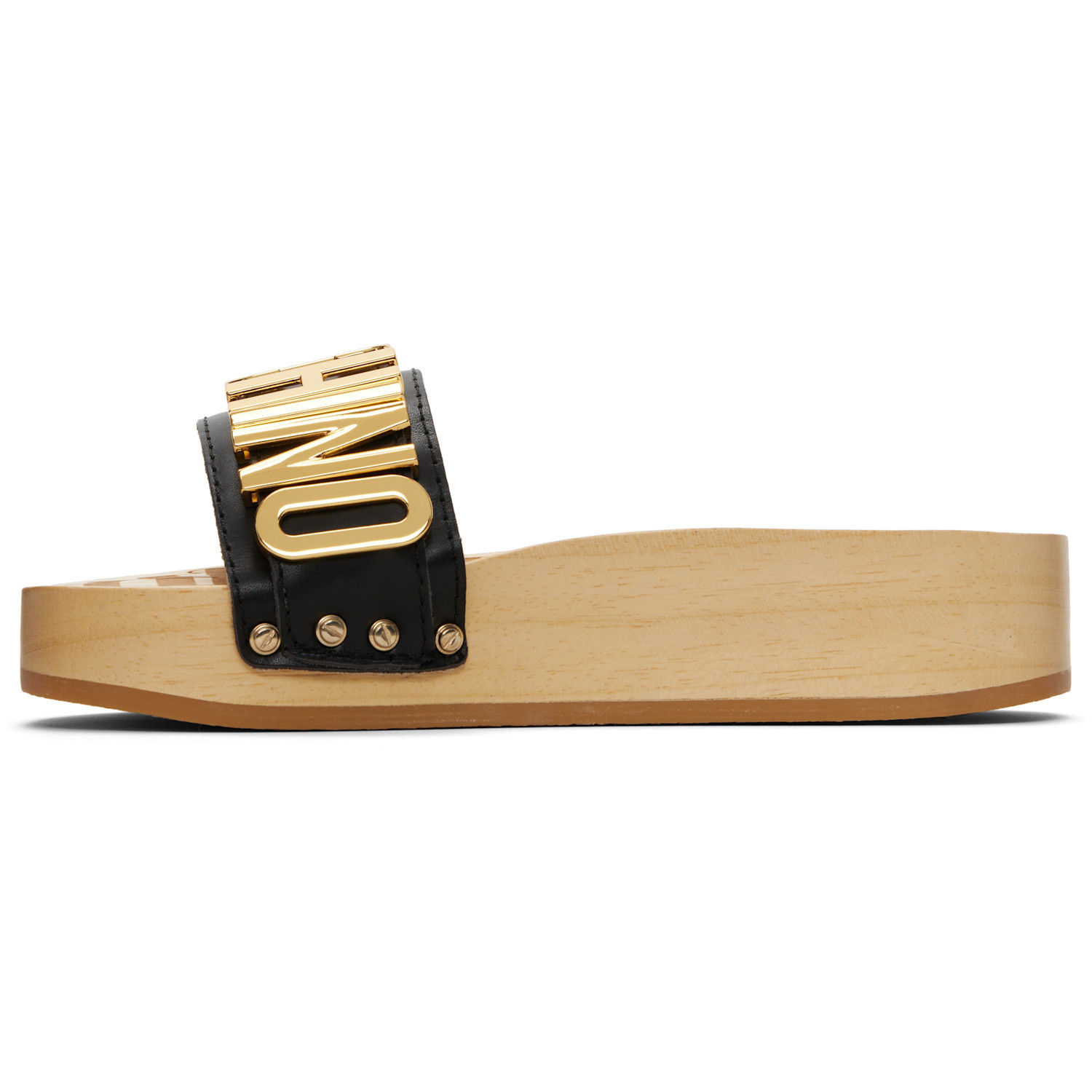 Moschino Platform Clog Sandals Open Toe Studs In Black