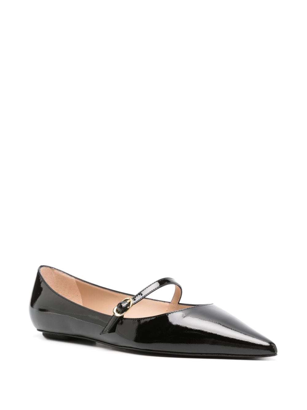Stuart Weitzman Emilia Leather Mary Jane Point-toe Flats In Black