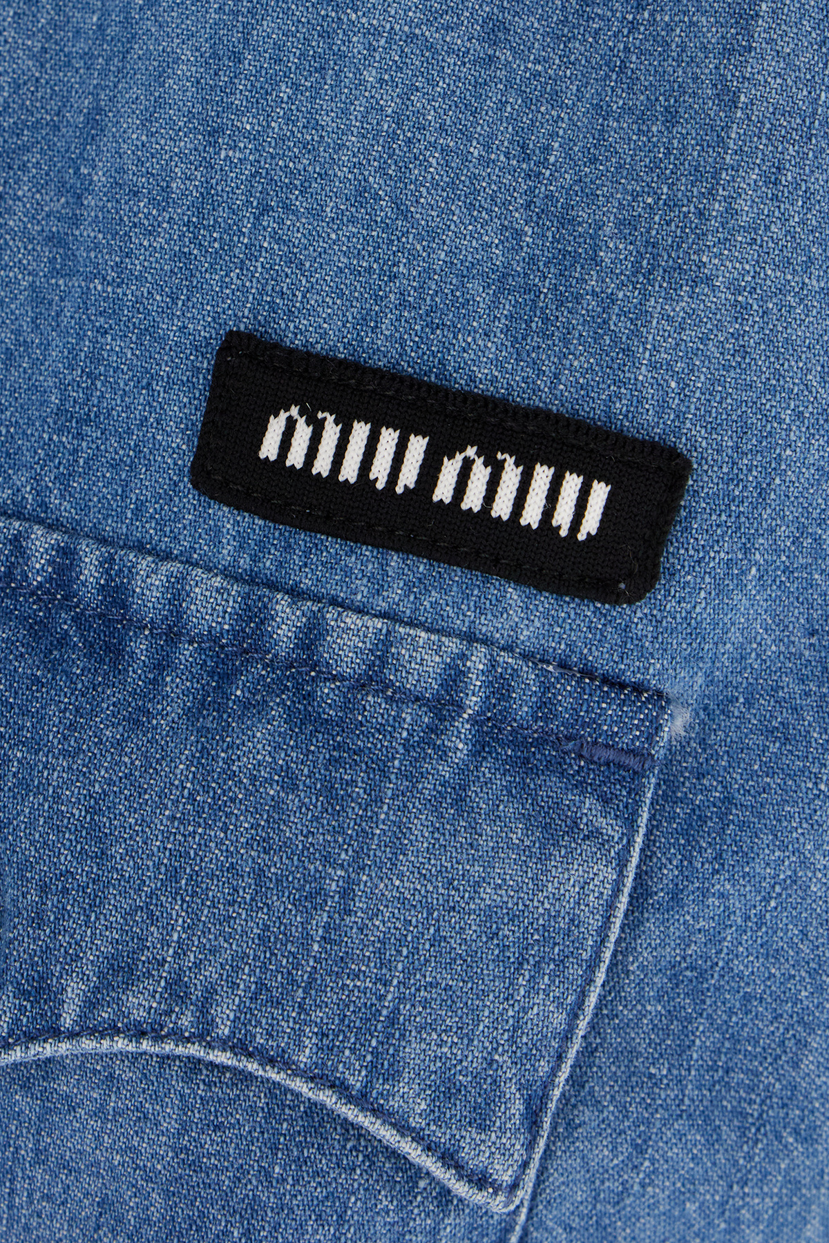 Miu Miu Cotton Shirt With Chest Flap Pockets In Blue