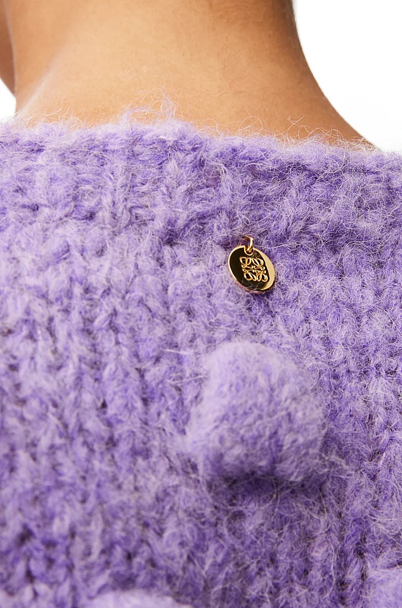 Loewe Cropped Sweater In Alpaca Blend In Purple