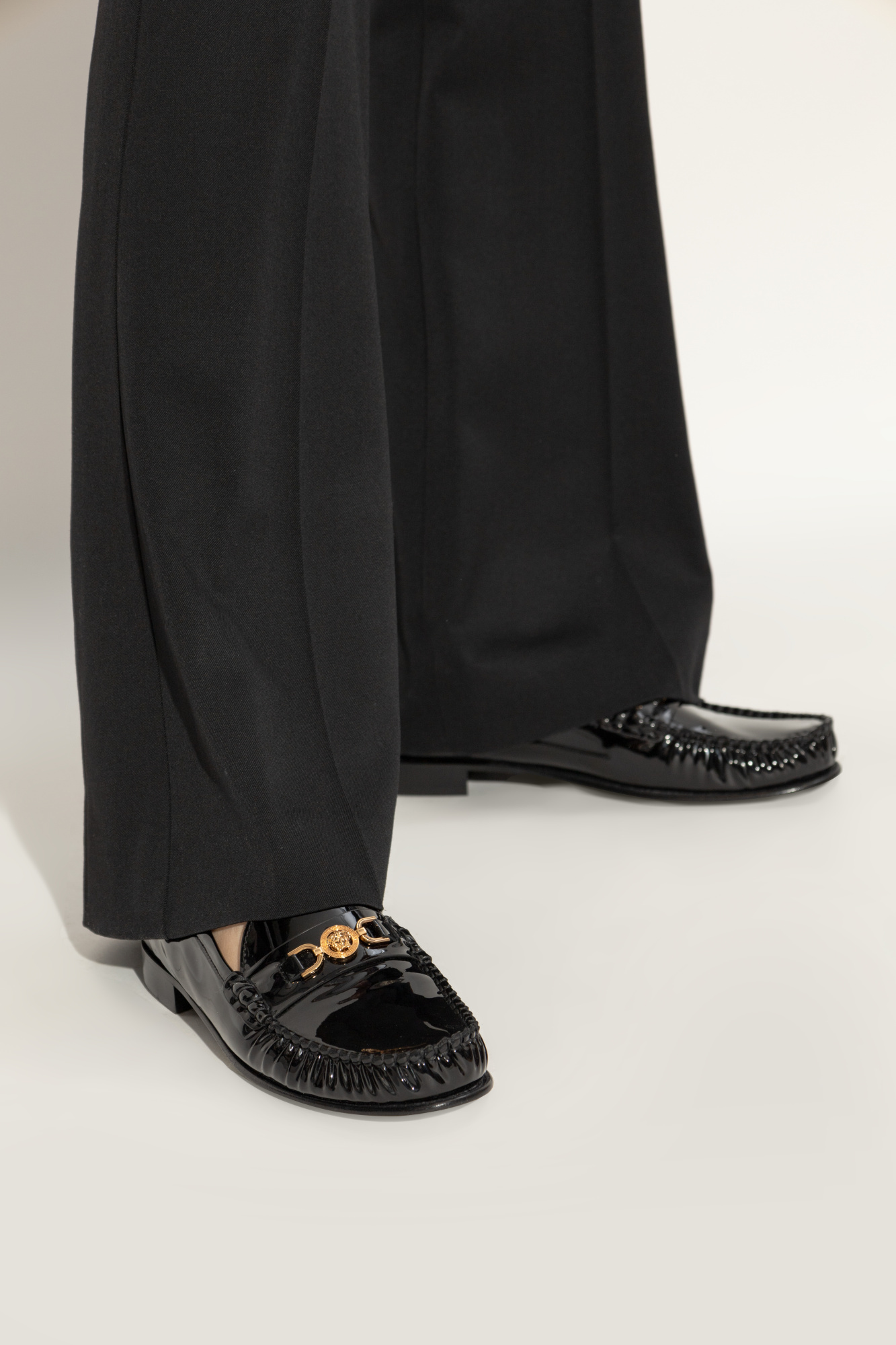 Versace Medusa-plaque Loafers In Black