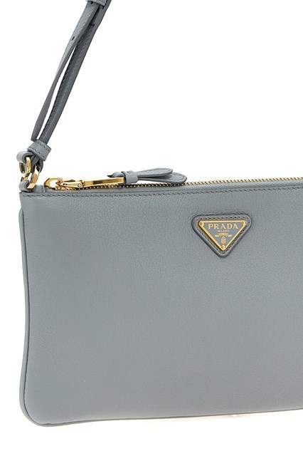 Prada Zippered Shoulder Bag In Gray