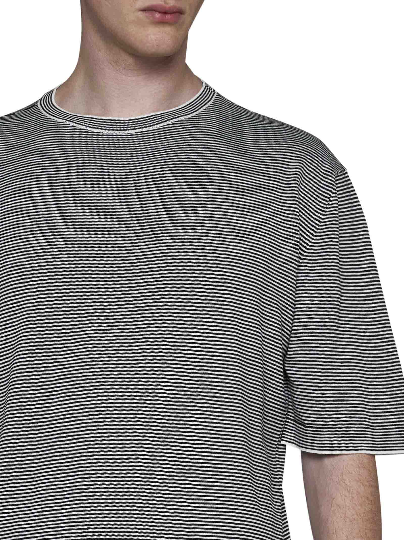 Lardini Striped Knitted T-shirt In Gray