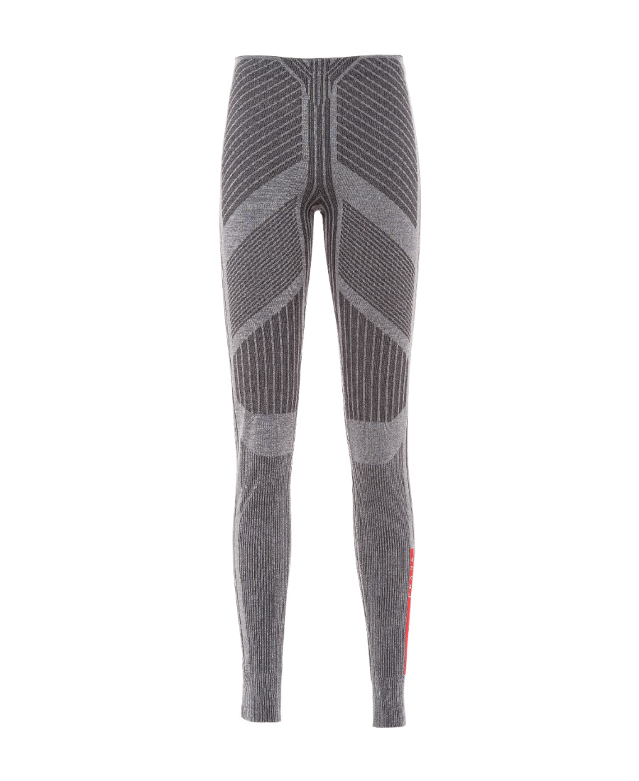 Prada Logo Sports Leggings In Hemp Gray