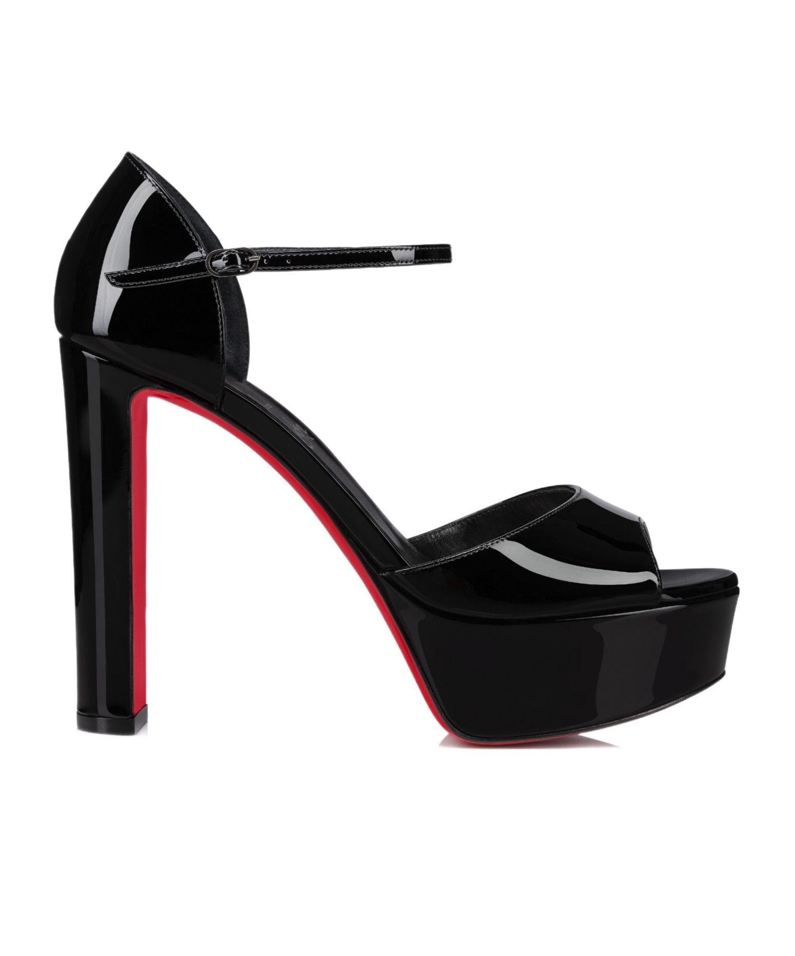 Christian Louboutin Sandaloo Patent Red Sole Platform Sandals In Black