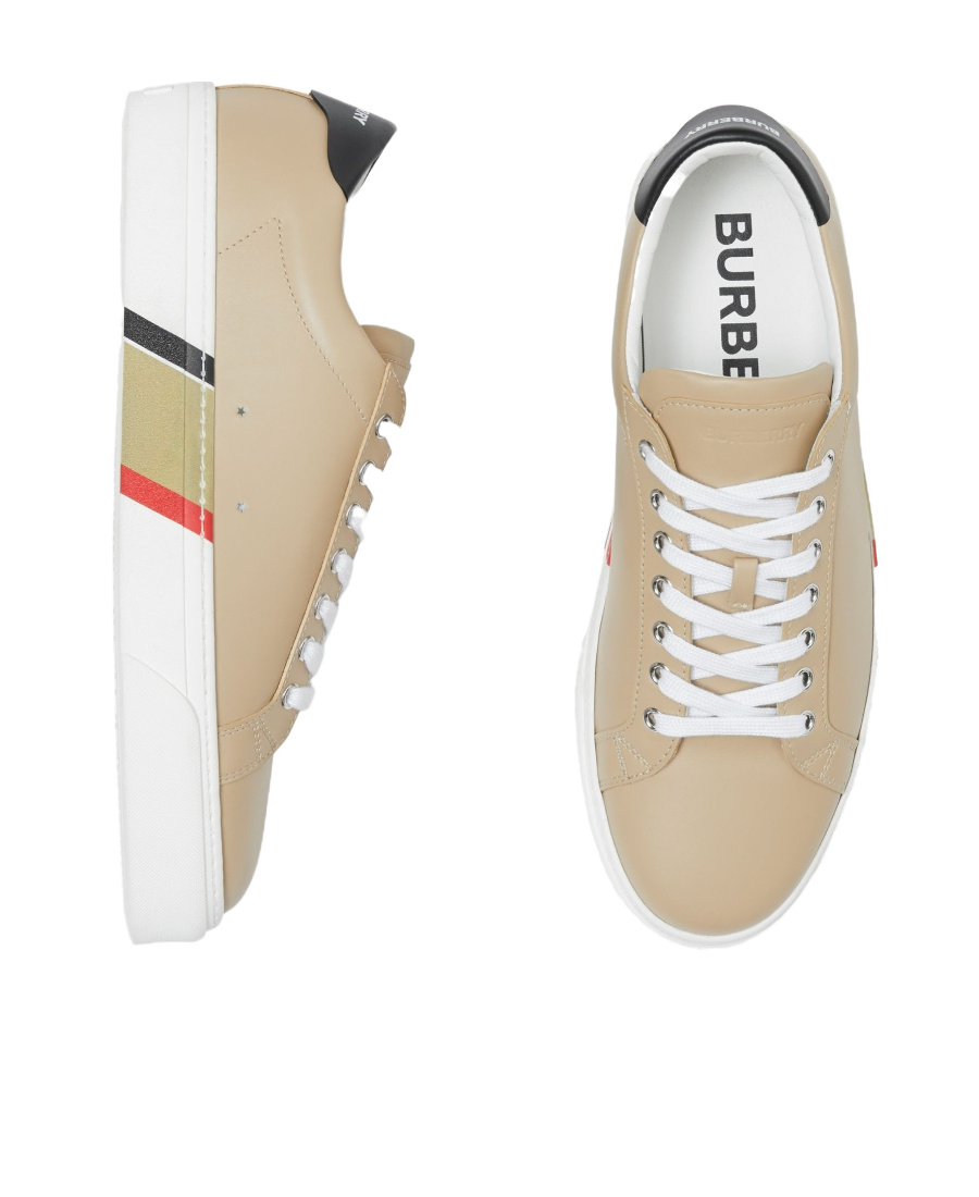 Burberry Stripe-detail Low-top Sneakers In Nude