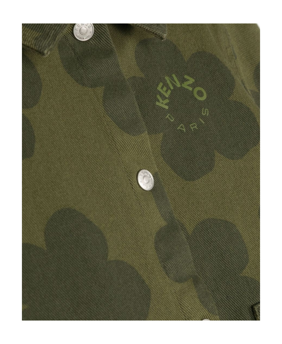 Kenzo Floral-print Denim Jacket In Green