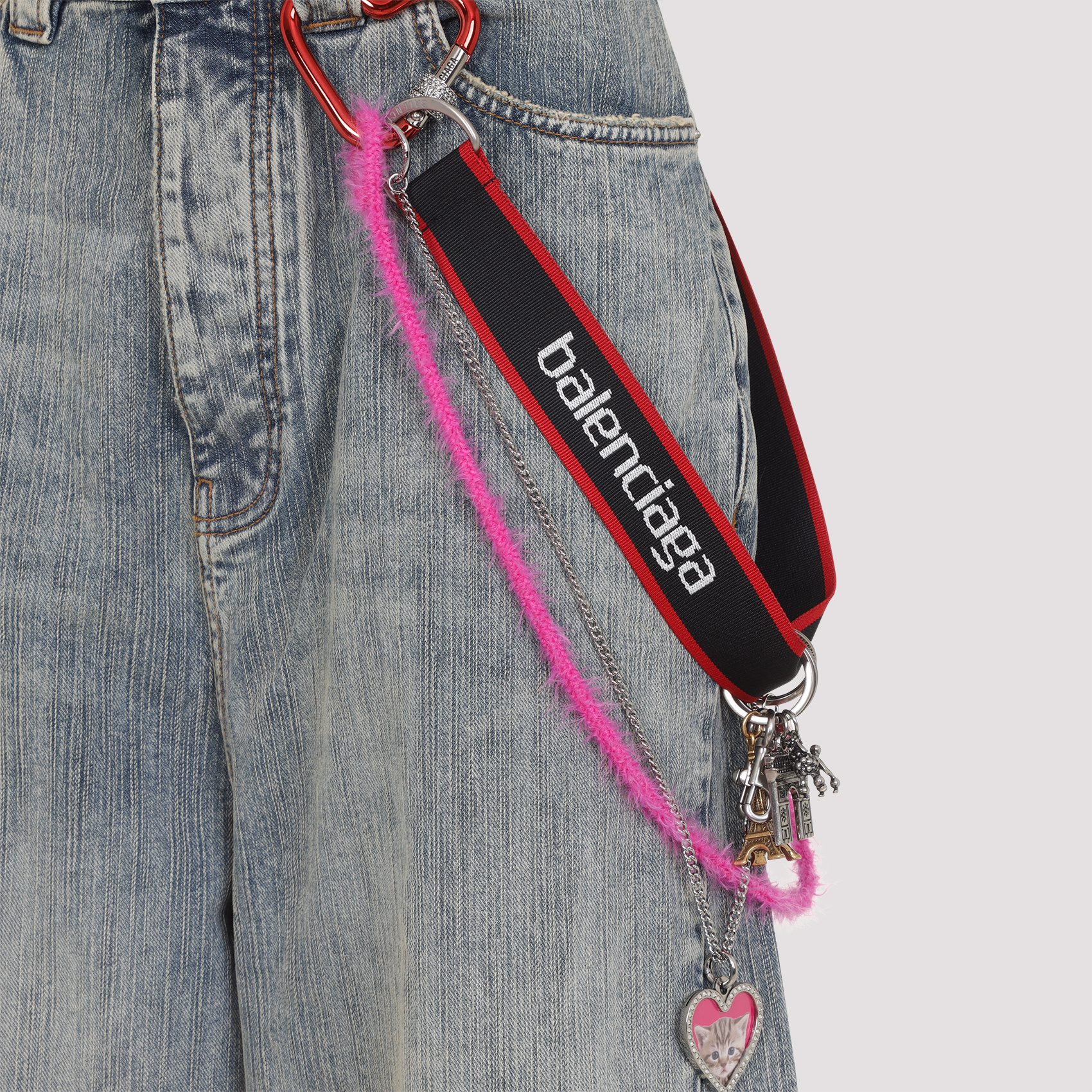 Balenciaga Wide-leg High Waist Jeans With Unique Accessory Chain
