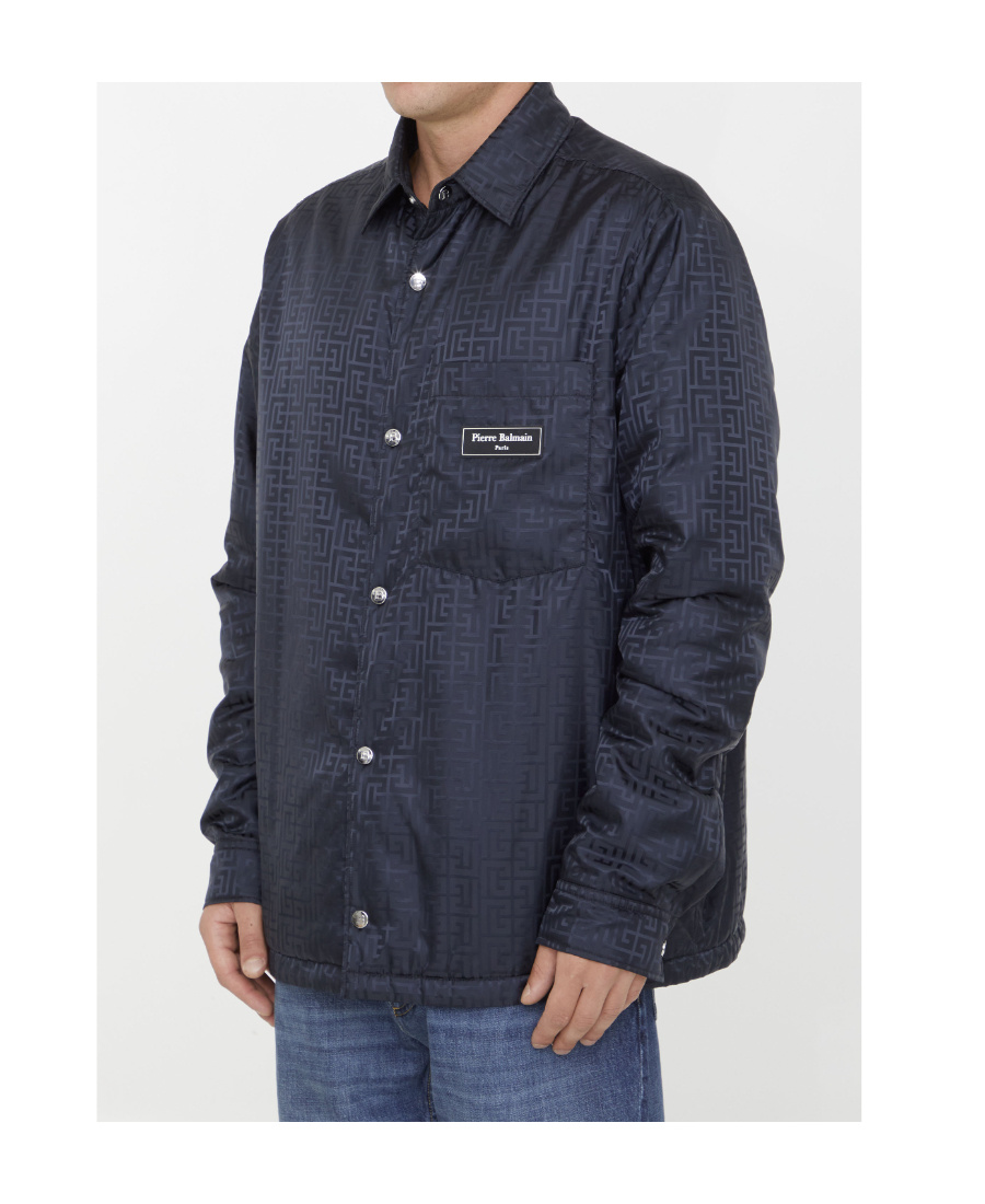Shop Balmain Monogram-pattern Shirt In Blue